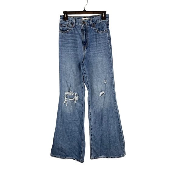 Levi’s High Loose Flare Jeans Distressed Blue sz. 26 - Picture 1 of 14